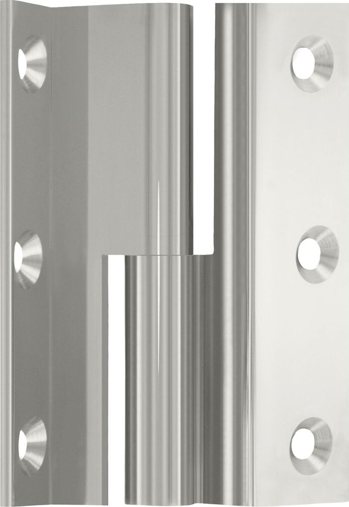 Möbelband Kröpfung D, Zylinderkopf links, 50x33 mm, Messing vernickelt poliert