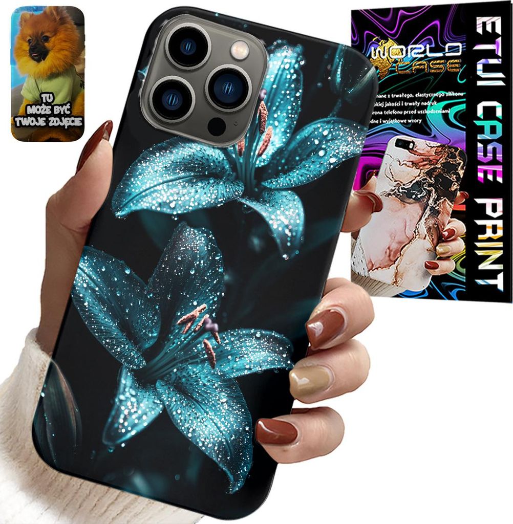 Hülle Für Iphone 13 Pro - Türkis Lily Flowers Case + Glass