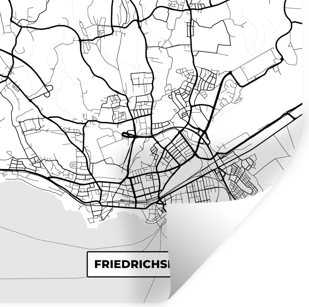 MuchoWow Wandtattoo Wandsticker Wandaufkleber Karte - Friedrichshafen - Karte - Stadtplan 50x50 cm Selbstklebend und Repositionierbar - Selbstkle...