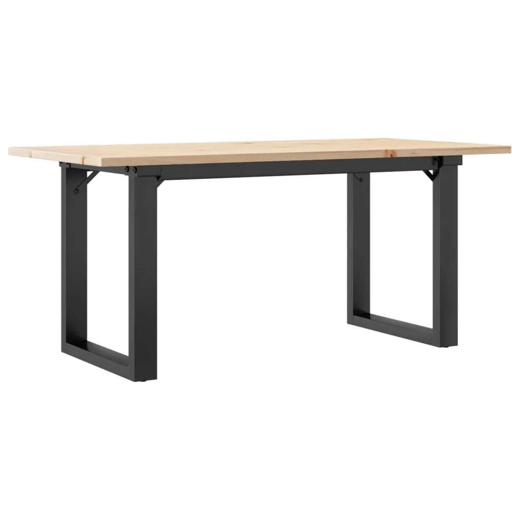 SYFAX™ Tavolino Salotto Telaio a O 100x50x45cm Legno Pino e Acciaio