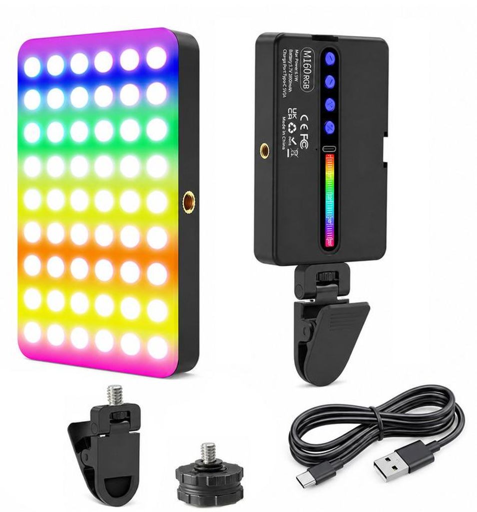 6,5W LED Kameraleuchte – 2700–6500 K, 1800 mAh, RGB, CRI Produktbild 