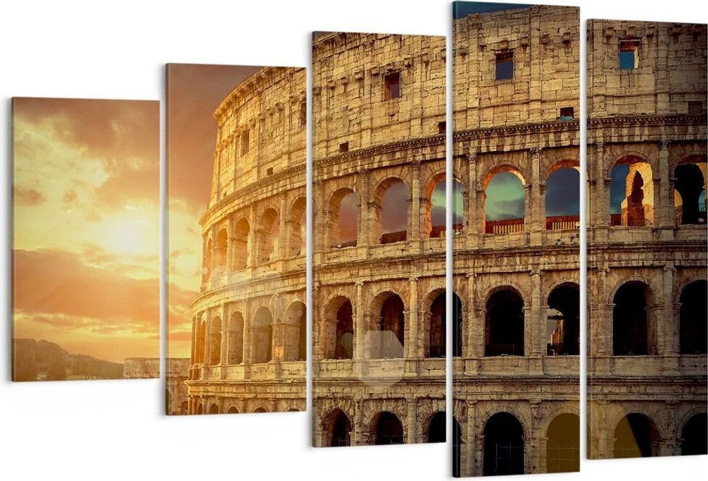 Bild auf Leinwand - Leinwandbild - Coloseum Roma Architektur Italien - 150x100cm - Wand Bild - Wanddeko - Leinwanddruck - Bilder - Kunstdruck - Lei...