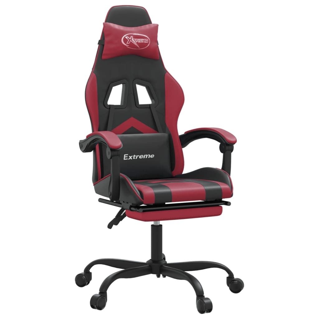 vidaXL Gaming-Stuhl mit Fußstütze Schwarz und Weinrot Kunstleder
