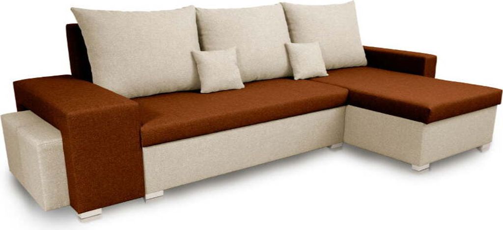 Ecksofa mit Schlaffunktion PETRA2 - Hellbraun/Creme