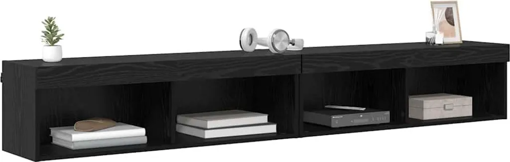 SYFAX™ Scaffali TV a parete Panama 2 pezzi Look rovere nero