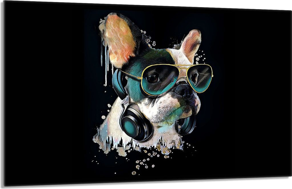 Herdabdeckplatte 80x52cm 1-teilig Glaskeramikkochfeld-Abdeckung Spritzschutz, Hund Musik
