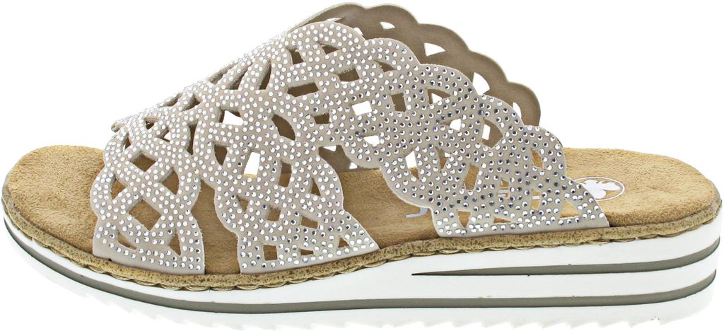 Rieker Damen Pantolette breiter Riemen mit Strass schmale Produktbild 