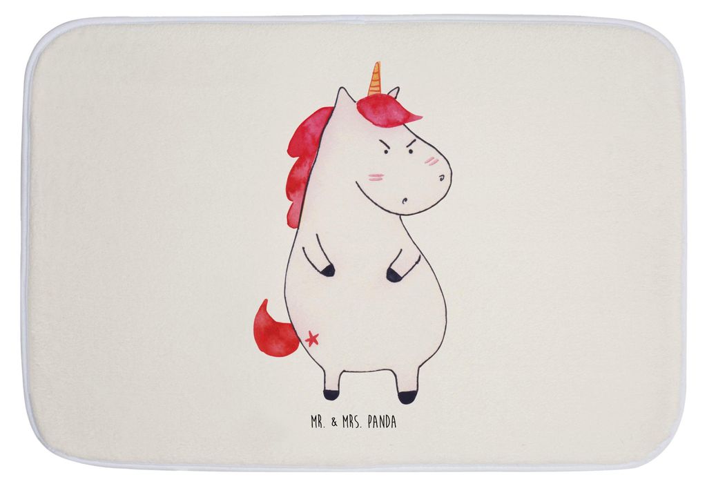 Mr. & Mrs. Panda Badezimmerteppich Einhorn Wut - Weiß - Geschenk, Büro, Nein, duschmatte, Unicorn, Badematte, Duschvorleger, Badvorleger, Einhör...