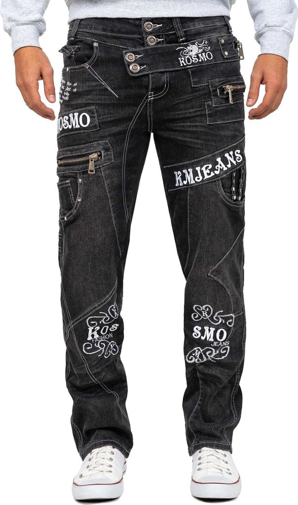 Kosmo Lupo Regular Fit Jeans Stonewashed KM051-2 Grey W38/L34