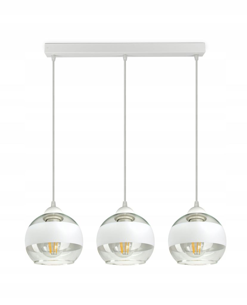 Lampa Wisząca Sufitowa Żyrandol Biała Szklane Kule White Zdjęcie produktu 