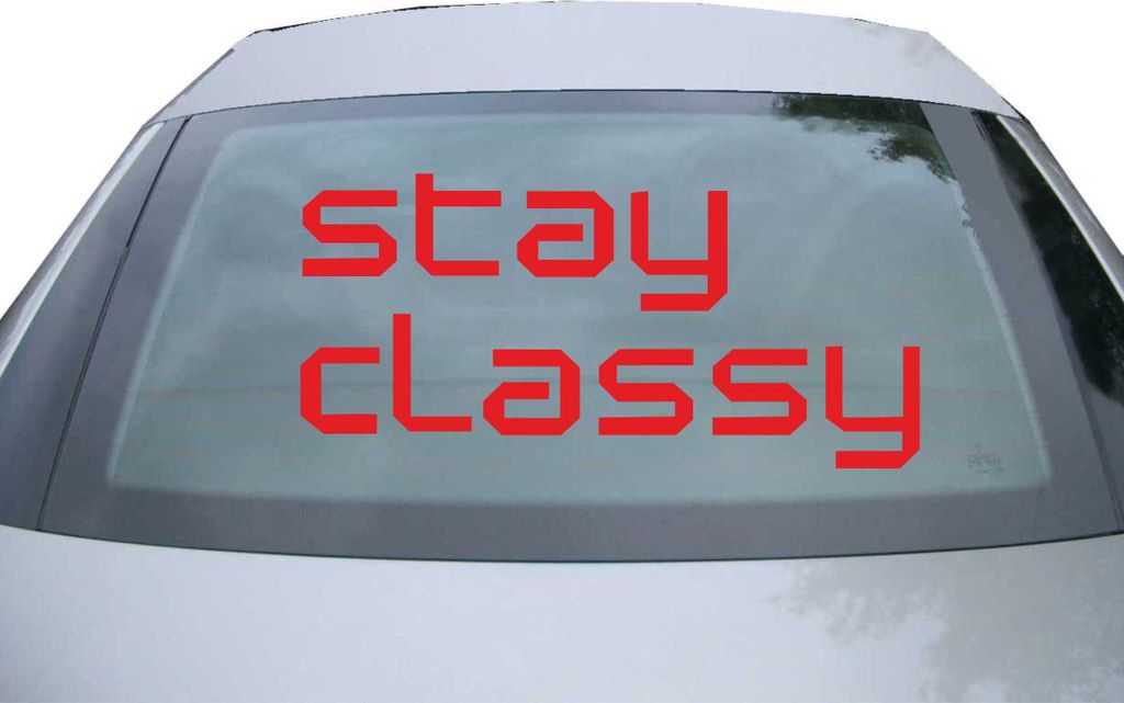 Indigos UG - Aufkleber Heckscheibe & Motorklappe DE6400 - rot - 600x285 mm - stay classy - Auto Scheiben Fenster Heckklappe Tuning Racing JDM - Die...