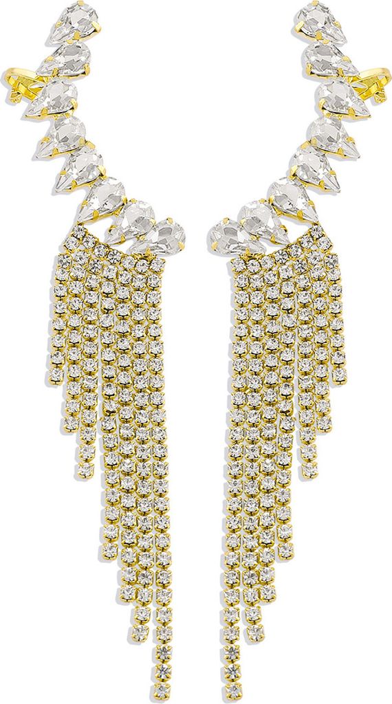 1 Paar Damen-Ohrringe, übertriebene Strass-Quaste, geometrisch, unregelmäßig, einfarbig, rostfrei, antiallergisch, leicht, für Abschlussball, ...