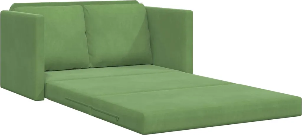 Lit d'appoint confortable et canapé velours vert clair gain de place
