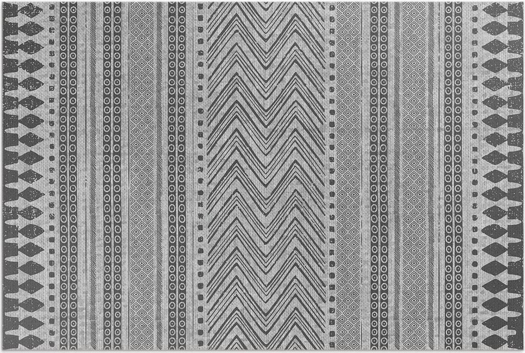 Streifen- und Zickzack-Imitat – Vinylteppich – 60x90 cm – Outdoor Teppich – Terrasse – Wetterfest – Modern