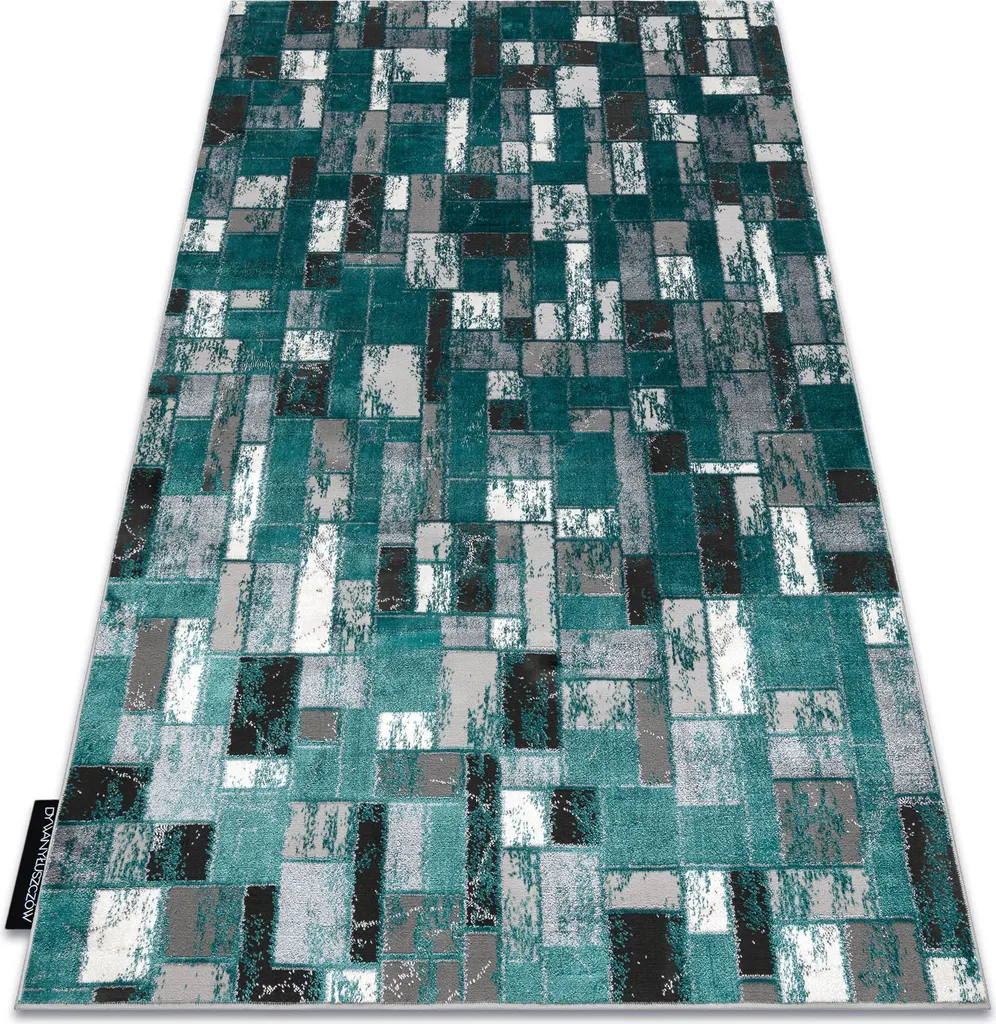 Tapis de luxe 6768 Geometric vert anthracite structuré en 200x290 cm