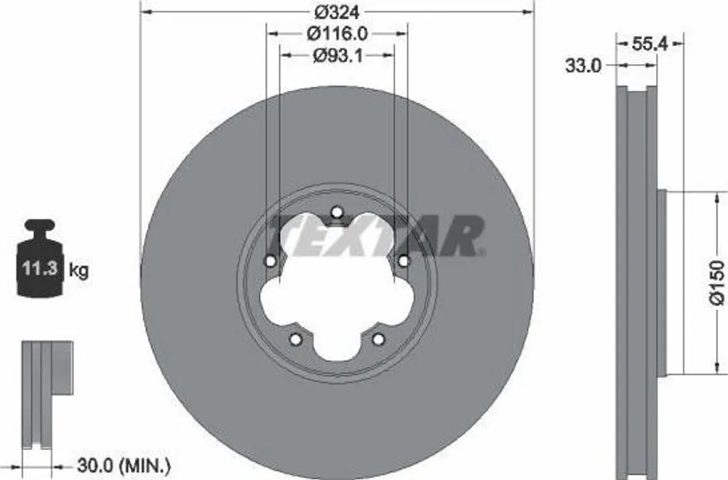 Disque de frein haute teneur en carbone Textar 92347103 OE 2199111 Pro