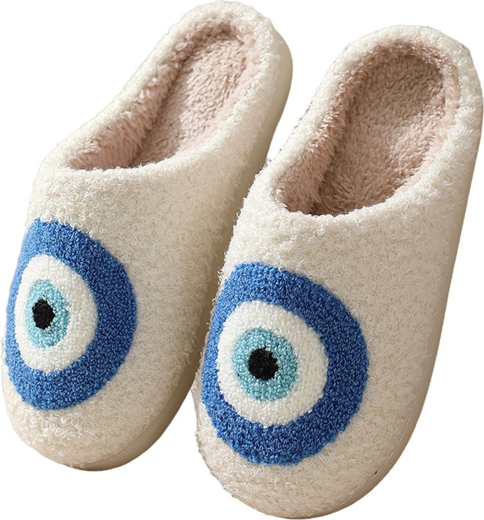 ASKSA Weihnachten Rentier Hausschuhe Winter Pluesch Pantoffeln Hausschuhe Warme Slippers, Blau, Groesse: 42-43