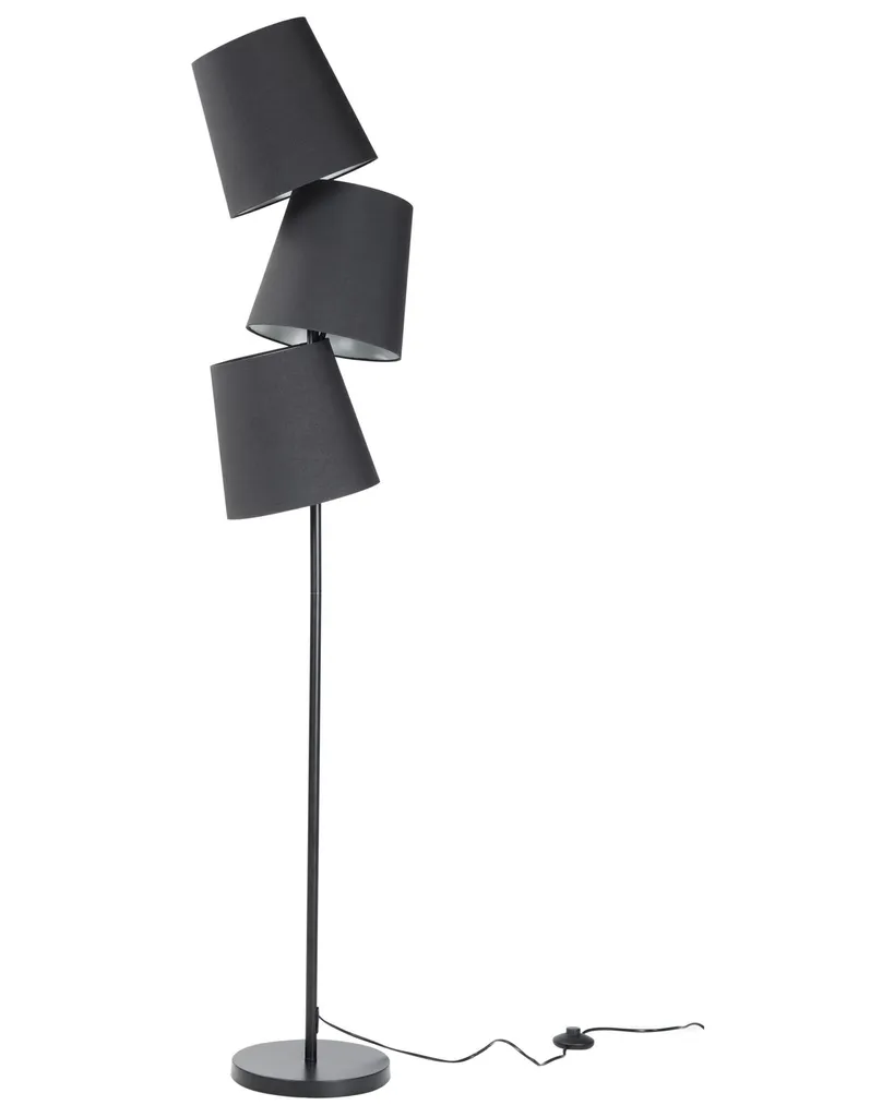 Grand luminaire de lecture noir 164 cm - Lampe sur pied 3 feux de salon