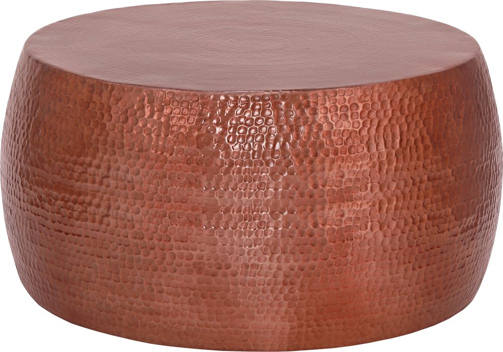 WOMO-DESIGN Couchtisch Ø90x45 cm, Kupfer, Hammerschlag-Optik, Handgefertigter Beistelltisch, Orientalischer eleganter Kaffeetisch fürs Wohnzimmer