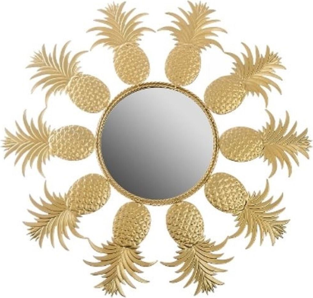 Casa Padrino Designer Spiegel / Wandspiegel im Ananas Design Gold Ø 50 cm - Designermöbel