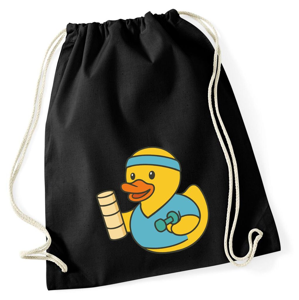 Huuraa Turnbeutel Quietscheente Physiotherapie Comic Gummiente 12 Liter Black Baumwolle Rucksack Geschenkidee