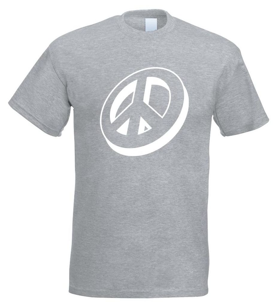 Kiwistar - T-Shirt - Graumeliert - Peacezeichen - Friedenszeichen Motiv Bedruckt Funshirt Design Print - mit Motiv Bedruckt - Funshirt Design - Spo...