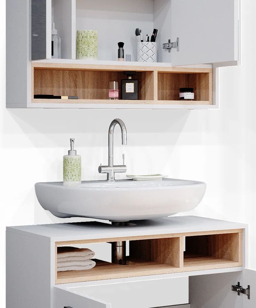 Meuble de bain blanc avec tiroirs Soft-Close Vicco Beatrice 2 pièces - 6
