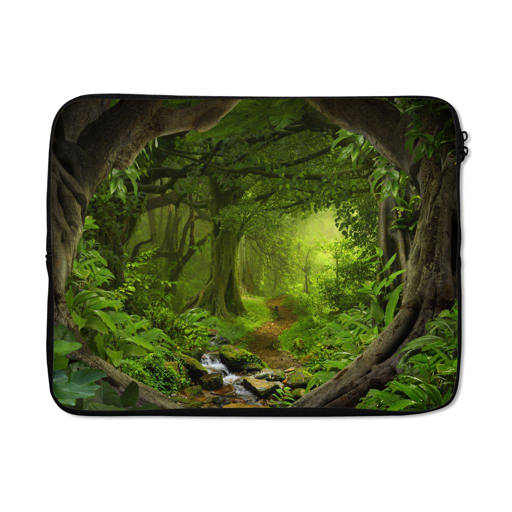 MuchoWow Laptop Hülle 17 Zoll Laptoptasche Dschungel - Grün - Natur - Tropisch - Pflanzen - Zipper - Schutzabdeckung