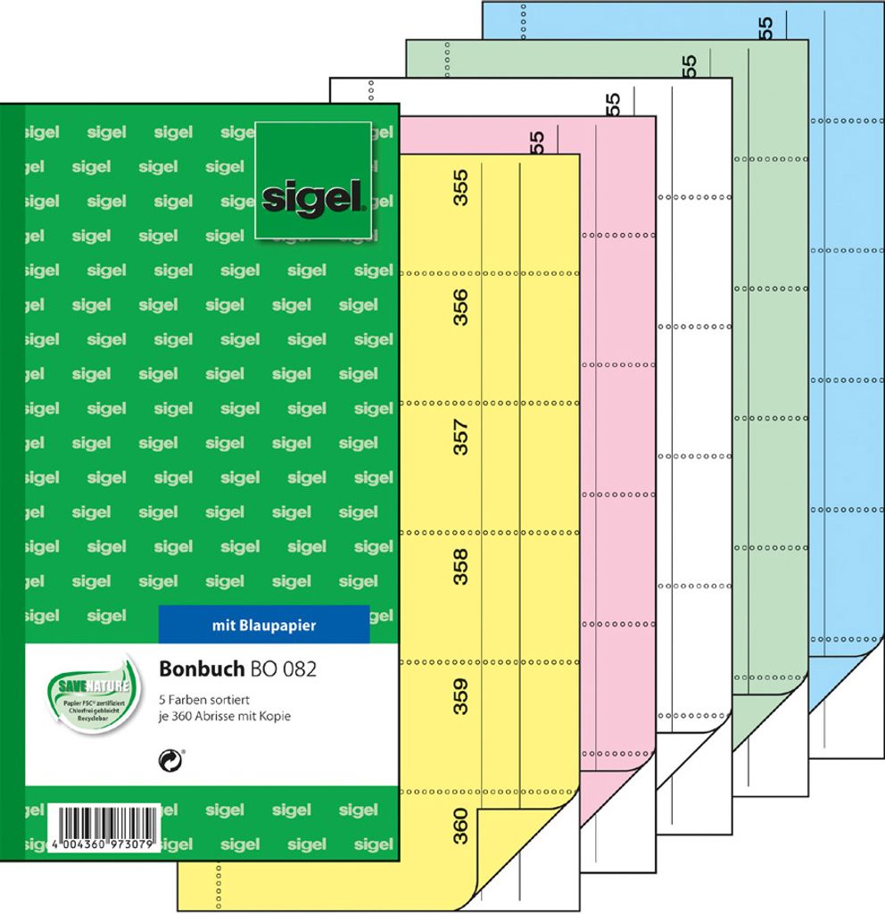 sigel BO082 Blok formulárov „Bonbuch“, 105 x 200 mm, Obrázok produktu 
