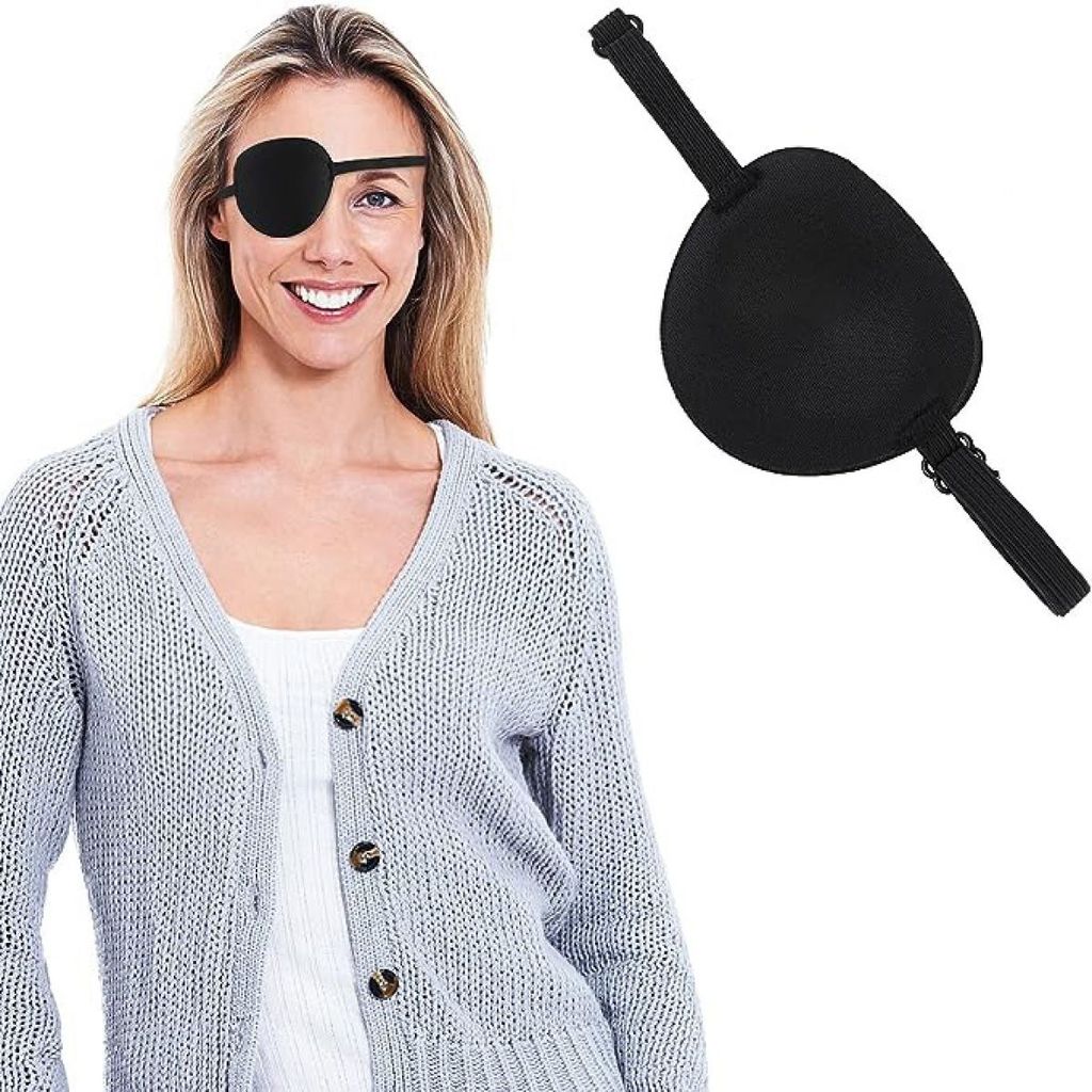 Verstellbare Augenklappe 2 Stück für Erwachsene Kinder, Medizinische Augenklappe Verstellbar, Verstellbare Piraten-Augenklappe