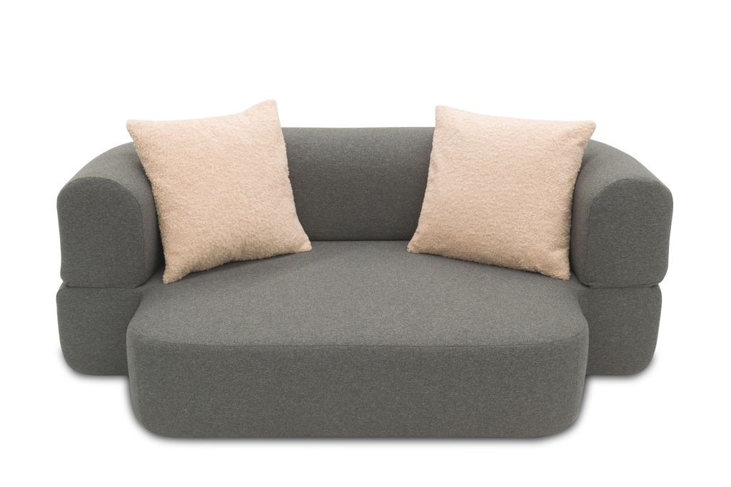 DOMO Collection Sofa Nevada, 2-Sitzer Schlafsofa, Ovale Form, Inklusive Kissen, Federkern Polsterung, 2er Couch, 208 x 115 x 78 (BxTxH), grau