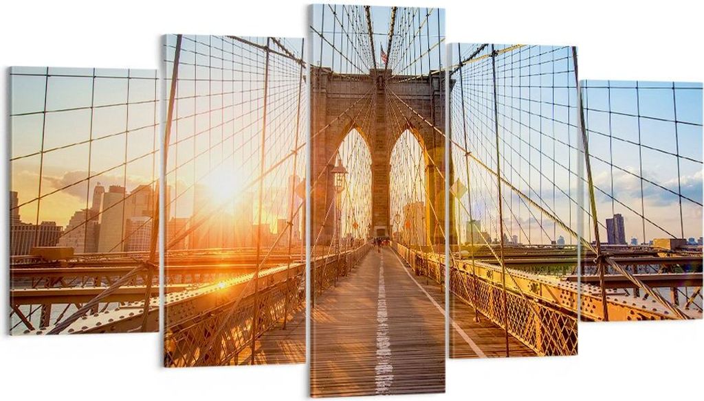 Bild auf Leinwand - Leinwandbild - New York Brücke - 160x85cm - Wand Bild - Wanddeko - Wandbilder - Leinwanddruck - Bilder - Kunstdruck - Wanddeko...