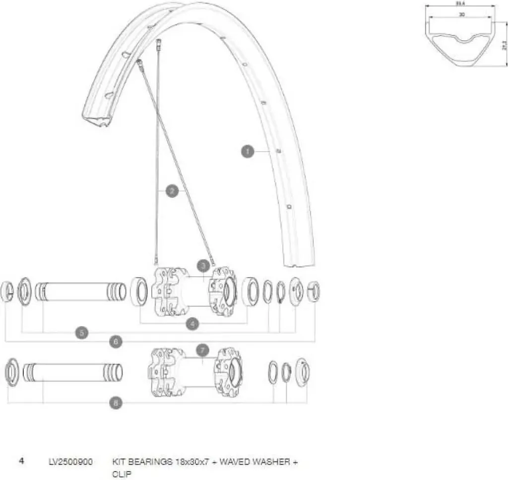 Kit d'entretien Mavic 18x30x7 mm Noir et Argent - Pièce d'origine vélo