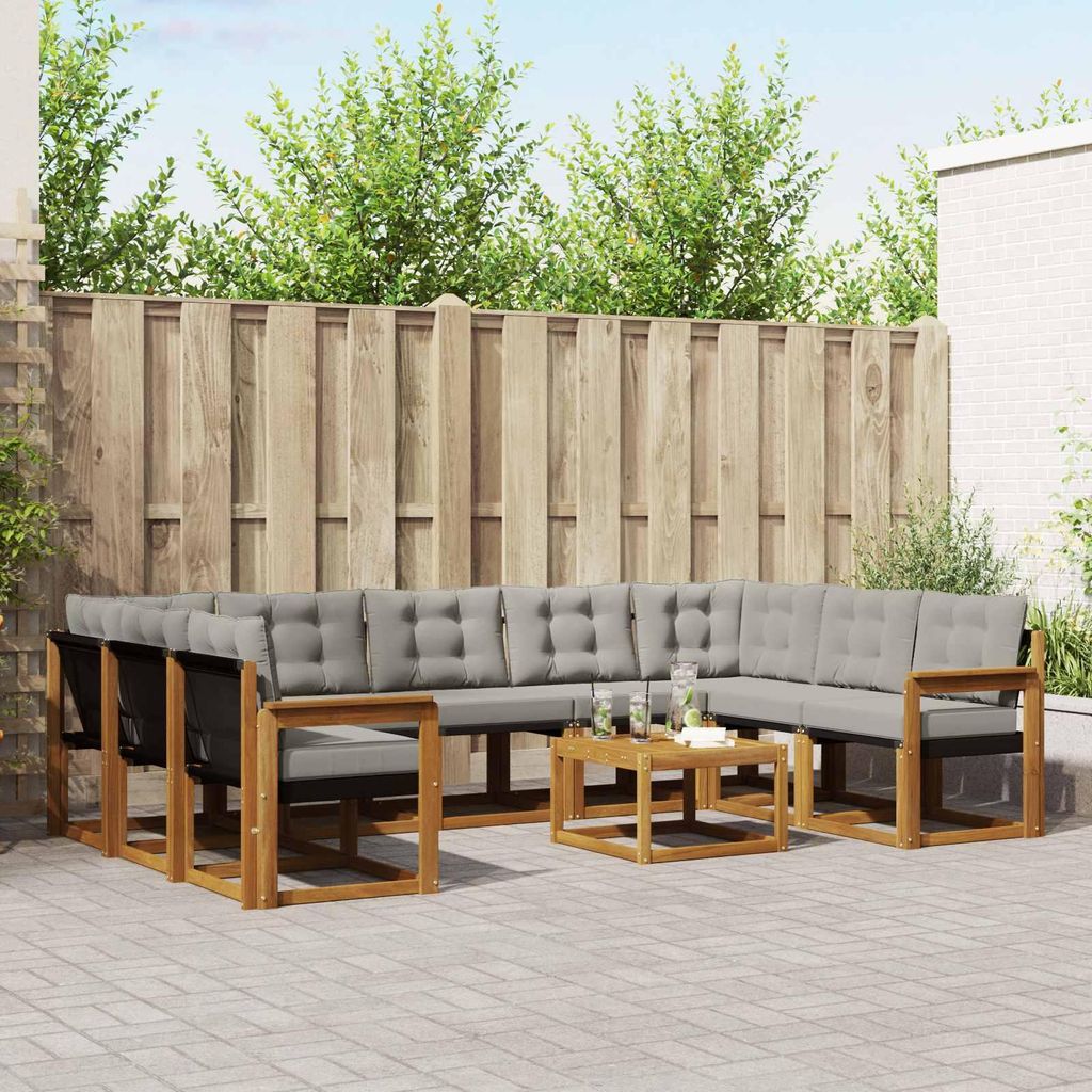 "SALE 2026"Outdoor-Sofagarnitur - CLORIS - Balkonmöbe/Sitzgruppe - mit Kissen 10 pcs - Moderne Design - Natürlich und Hellgrau - Gartensofas NeuM...