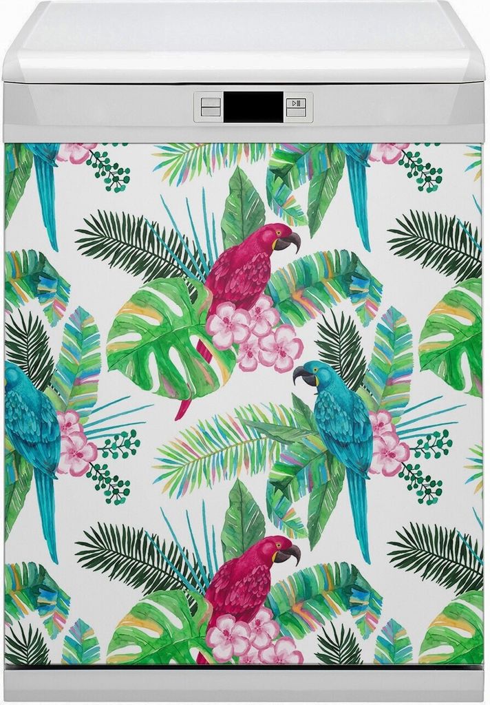 Magnete Küche Magnetmatte Magnet für Spülmaschine Abwaschbar Nachbildung 60x80 cm - Papageien Wandbild