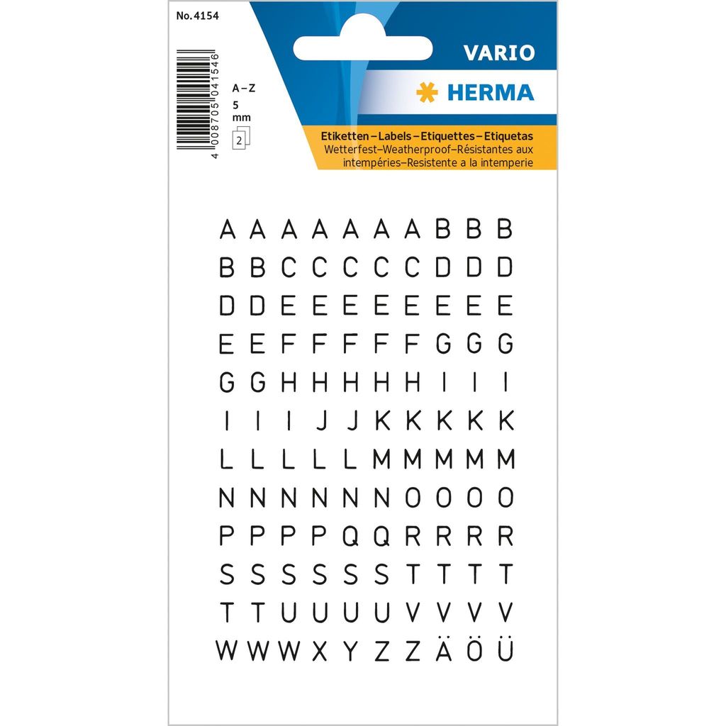 Lettres 5 mm A-Z résistant aux intempéries film transparent Image du produit 
