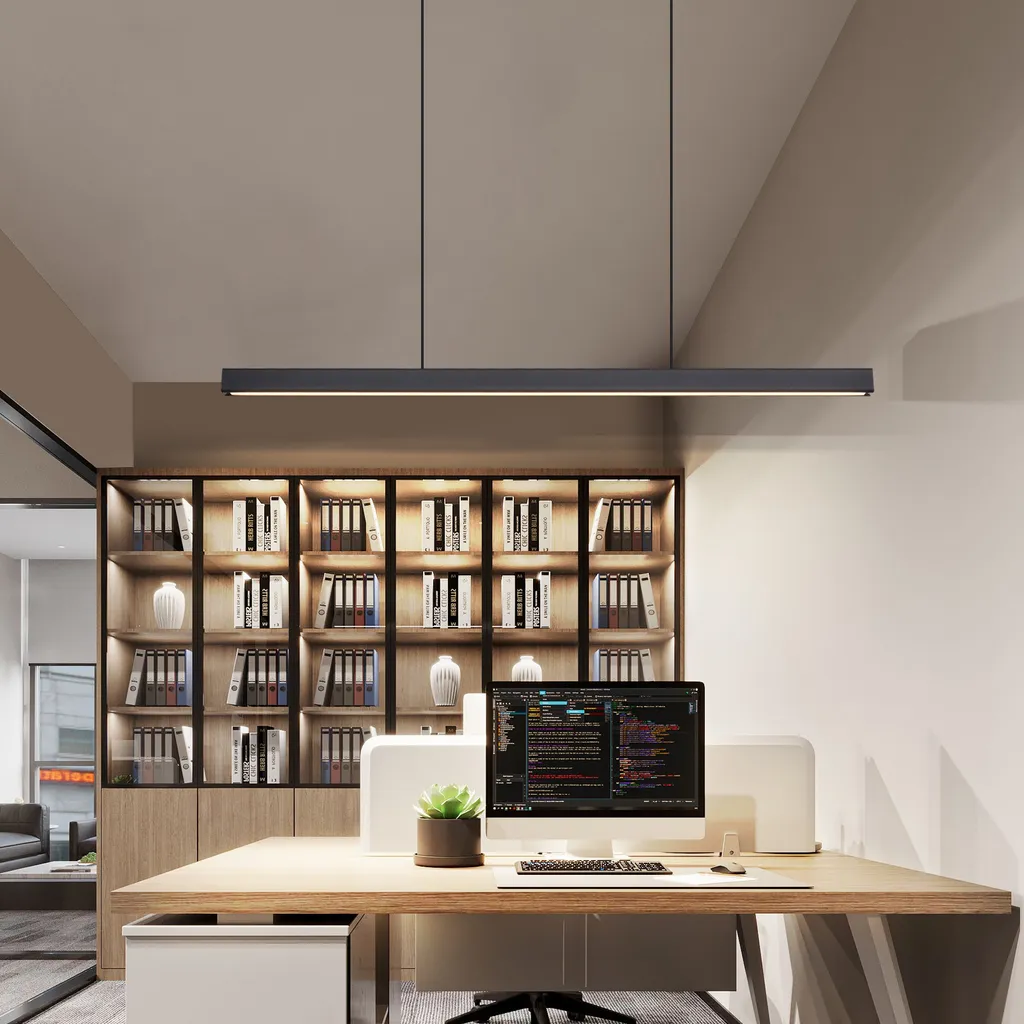 ZMH LED lampada a sospensione sala da pranzo lampada a sospensione dimmerabile tavolo da pranzo lampada a sospensione ufficio nero con telecomando 50W moderno tavolo da pranzo lampada a sospensione 148,5CM per cucina bar soggiorno camera da letto - 5