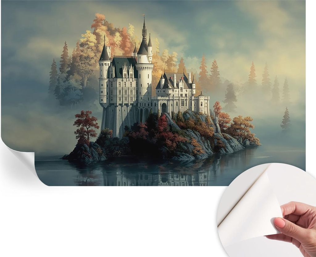 Selbstklebende Wandtapete - Dekorative Tapete für Wohnzimmer - Klebefolie für Wandbilder - Tapetenfolie für Wanddekoration - 416x254 - Märchens...