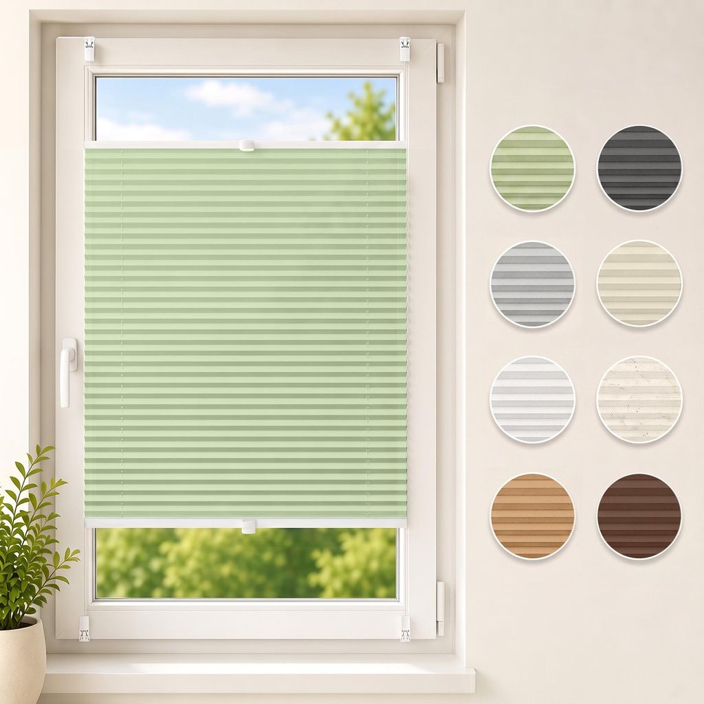 Plissee Klemmfix ohne Bohren 75x100cm Grün Sichtschutz Produktbild 
