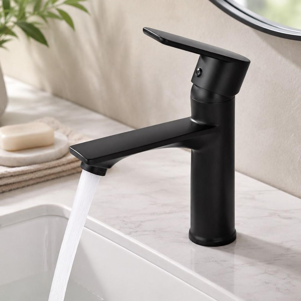HOMELIVE Waschtischarmatur mit Schlauch Badezimmer Wasserhahn Schwarz Waschtischarmaturen Duscharmaturen Waschtisch Mischbatterie Polieren Edelstahl