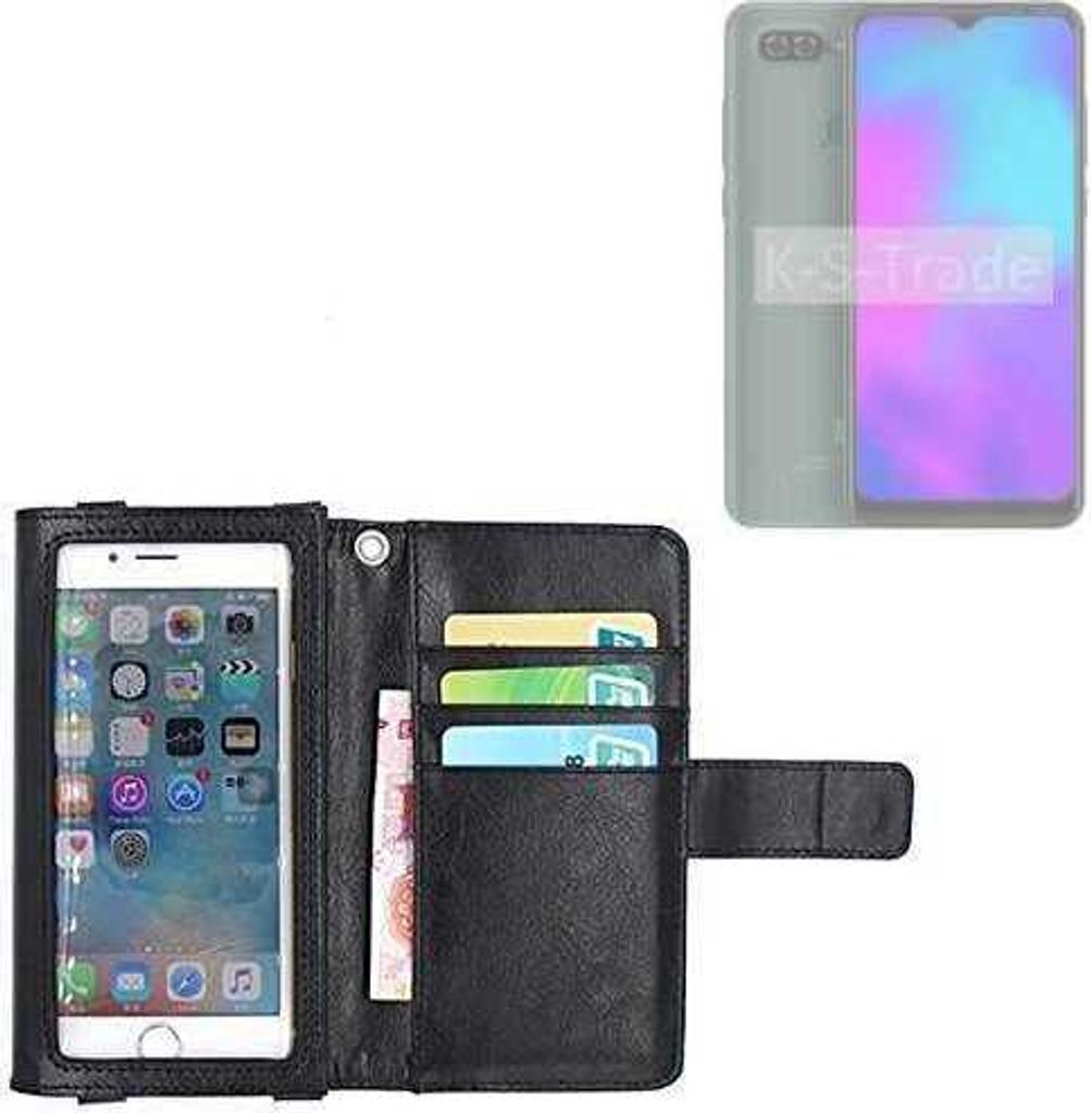 K-S-Trade Handy Hülle Schutz Hülle Kompatibel mit BLU G50 Mega 2022 Case mit Displayschutz / Schutzfolie Flip Cover Wallet case Etui Hülle schwarz