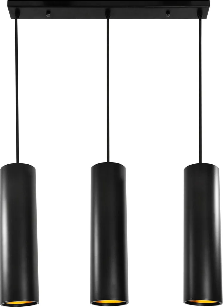 Luminaire suspendu design noir et doré pour salle à manger 3 lampes