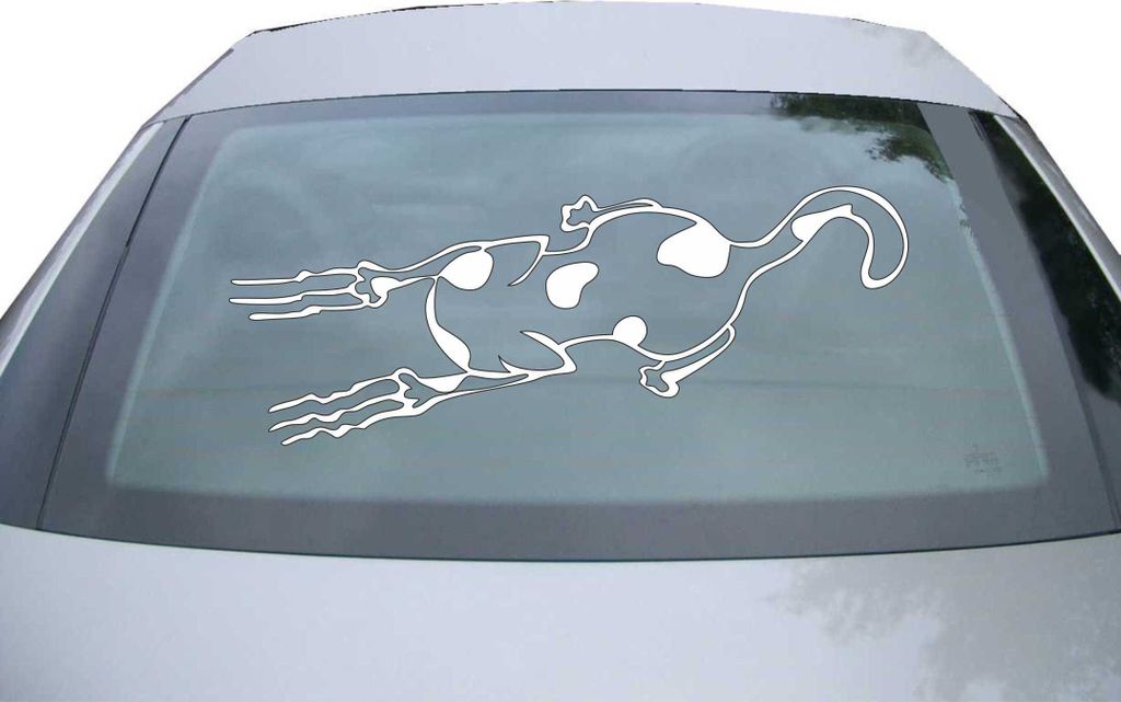 Indigos UG - Aufkleber Heckscheibe & Motorklappe DE2445 - weiß - 600x228 mm - Katze - Auto Scheiben Fenster Heckklappe Tuning Racing JDM - Die cut