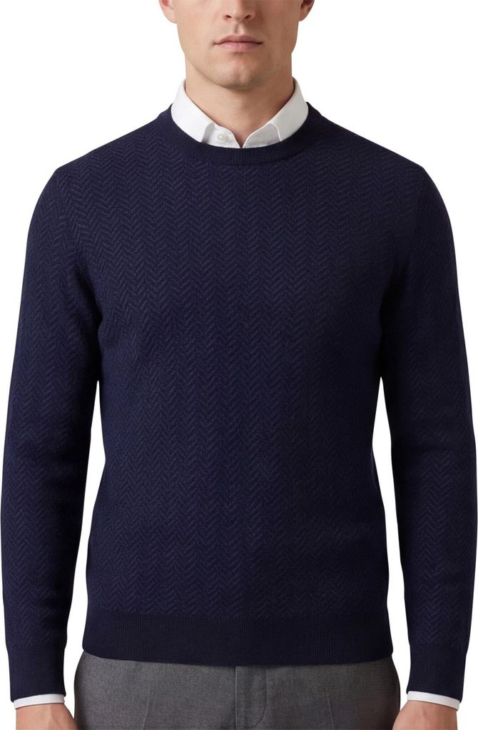 Boss Black Habito Pullover marineblau gestrickt einfarbig Produktbild 
