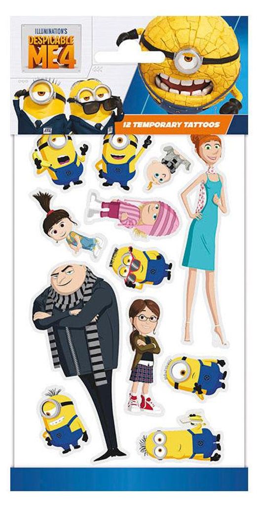 Temporäre Tattoos MINIONS Gru Märchen Geburtstagsfest Produktbild 