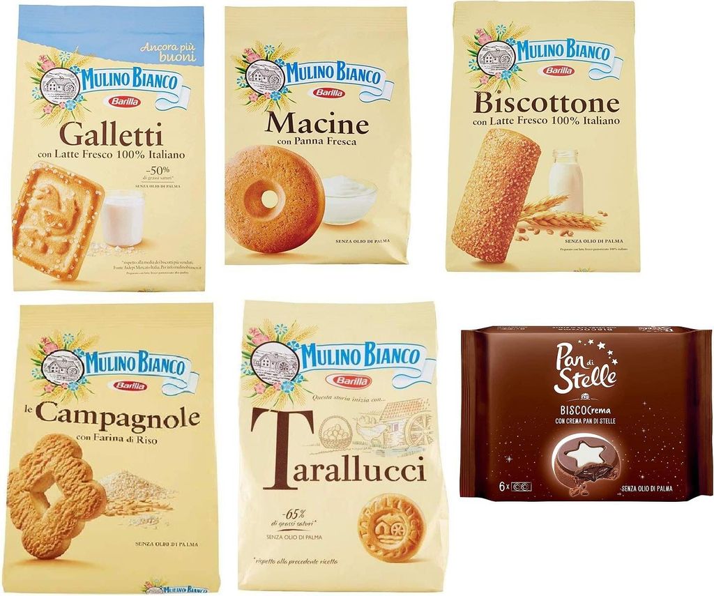 Mulino Bianco Frühstückskekse Testpack 5x 700g 1x 168g Macine Galletti BisBaumwollee Campagnole Tarallucci Macine Biscocrema