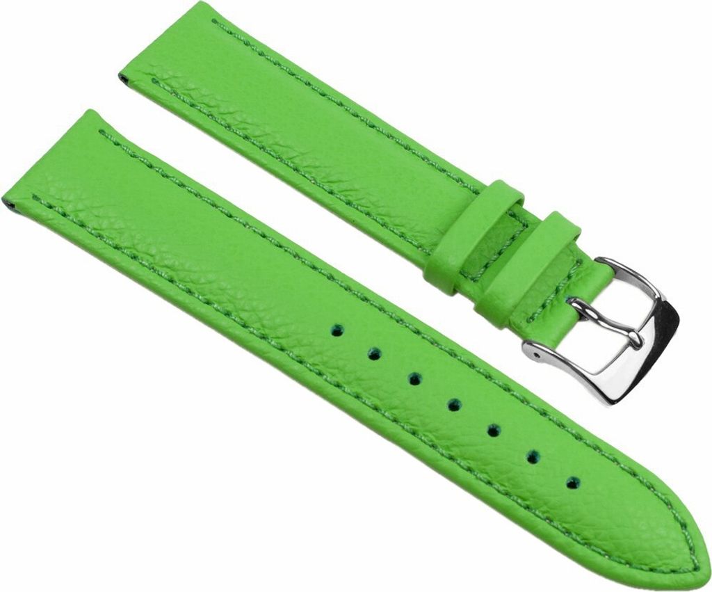 Eulit Fancy Fashion Uhrenarmband Leder genarbt rembordiert grün, Stegbreite:16mm