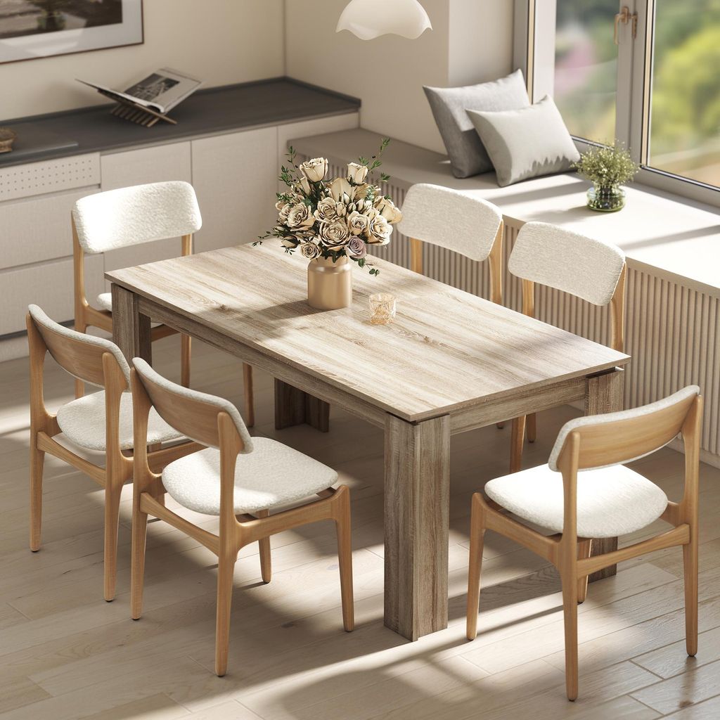 Esstisch ausziehbar Schmetterlingsmechanismus, Küchentisch erweiterbar Spanplatte Melamin, Eiche | 180–260 x 90 x 76,6 cm | 6–10 Personen | 35 kg