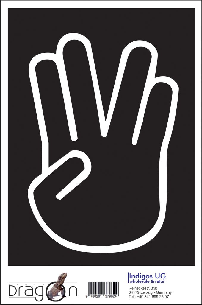 Aufkleber / Autoaufkleber - JDM / Die cut / Auto / OEM - Vulkanischer Gruß - 160x110 mm weiß - Heckscheibe / Heckscheibenaufkleber