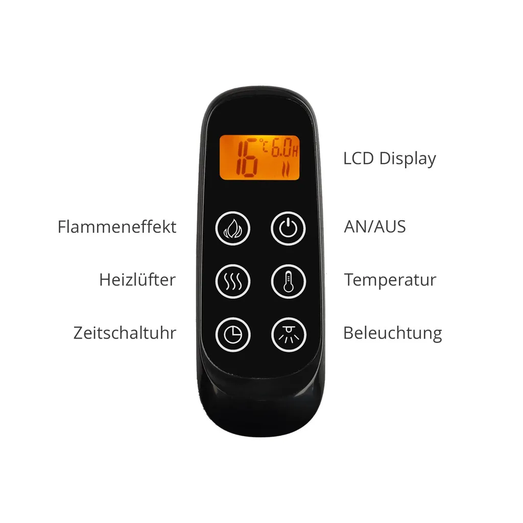 Cheminée électrique décorative blanche avec chauffage LED et télécommande - 6